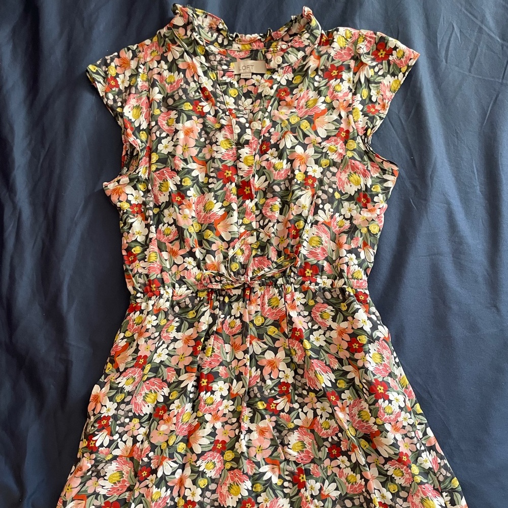 LOFT Flutter Sleeve Floral Dress